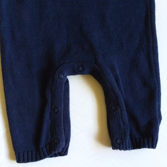 carter's navy shawl collar cotton knit sweater jumpsuit 3 months baby boy - Picture 4 of 6